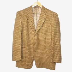 Austin Reed London-England Wool Herringbone Olive Cream 3 Button Blazer 44R